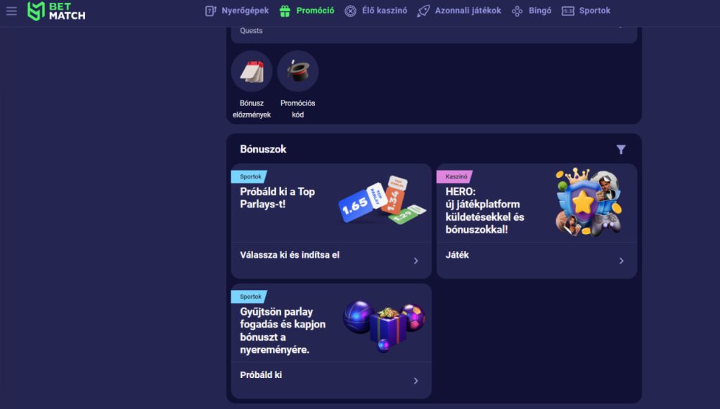 Betmatch promocodes